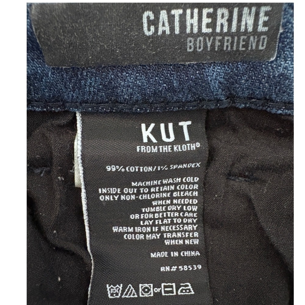KUT from the Kloth Catherine Boyfriend Jeans Dark Wash Distressed Size 6 - Picture 5 of 9